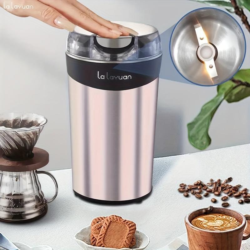 Lalayuan Electric Grinder with Powerful Motor, 10-Second Fast Grinding, Stainless Steel Blade & Chamber, 1-Button Control Grain Mill for Beans, Spices, Nuts, Dry Food Processor