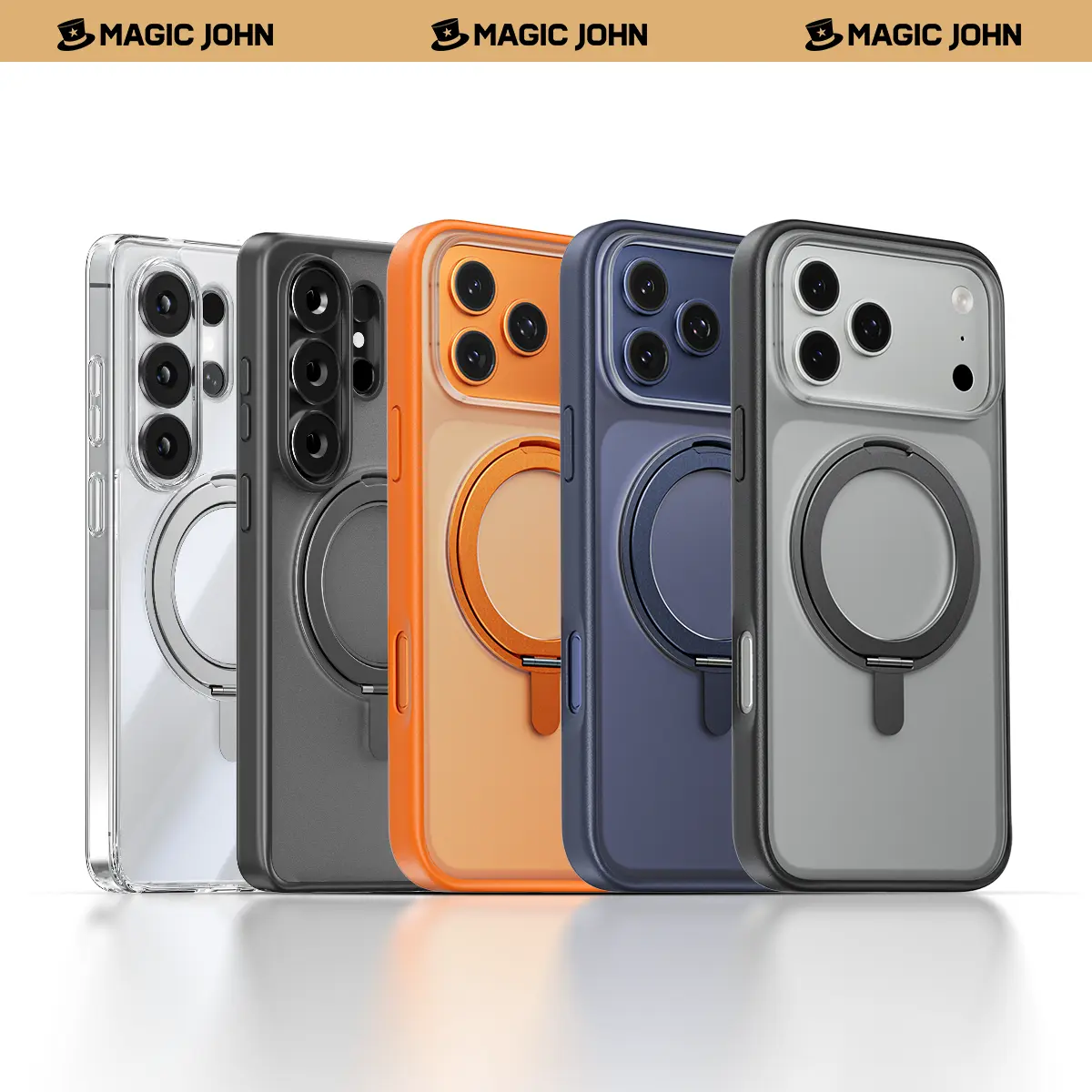 MAGIC JOHN 360 Degree Magnetic Stand Phone Case Invisible Design for iPhone and SamSung summerwins