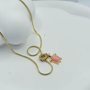 20 Inches Long Mouse Tail Chain with Unique Turtle Pendant for Distinctive Accessory