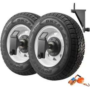 VEVOR Shipping Container Wheels 8-Lug Wheels Kit, Heavy Duty Shipping Container Accessories with Ratchet Tie Down-Moves 20 ft - 40 ft, Secure Transport for Dock, Warehouse, Construction Black