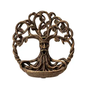Tree of Life Greenman Backflow Incense Burner – Woodland Cascading Smoke Decor