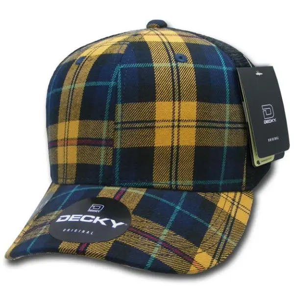 212 MAIN Men's Dog & Cat Plaid Print Snapback Trucker Hat - 6-Panel Mid-Profile Structured, Breathable Mesh, 6018-129 129-Black, 1-Size Fits Most Casual Accessory