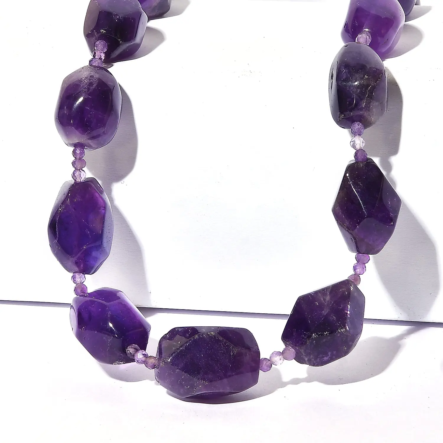 EverTrue African Amethyst 500.00 ctw Beaded Necklace in 18K YG Plated 18-19 Inches