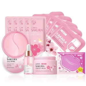 Sakura Flower Skincare Kit, 14pcs/set Skin Care Kit, Including Face Mask & Essence Cream & Eye Mask & Lip Mask, Moisturizing Skin Care Kit for Women