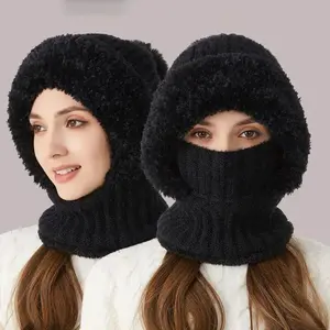 Winter Balaclava hat scarf mask three in one set wool lining windproof and warm neck heater with ear muffs, suitable for outdoor sports, cycling, skiing, motorcycleRAIMENTRY