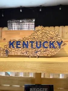 Kentucky County Map Sign KY State Map Wood Wall Art Laser Cut