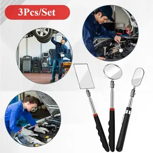 3 Pieces Telescoping Inspection Mirror Round Square Mirror Inspection Tool for Checking Vehicle,Observing Eyelashes Mouth and Other Small Parts(Oval,Square,Round Style)