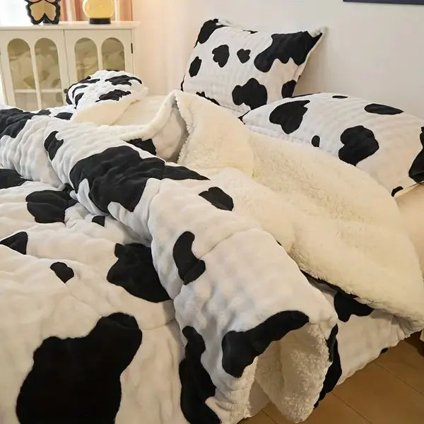 Extra Thick Fleece Bedding Set | Christmas Room Decoration Bedding Set, Thick Feather Bedding Set, Queen Size Bedding Set, Christmas Decorations for Home.
