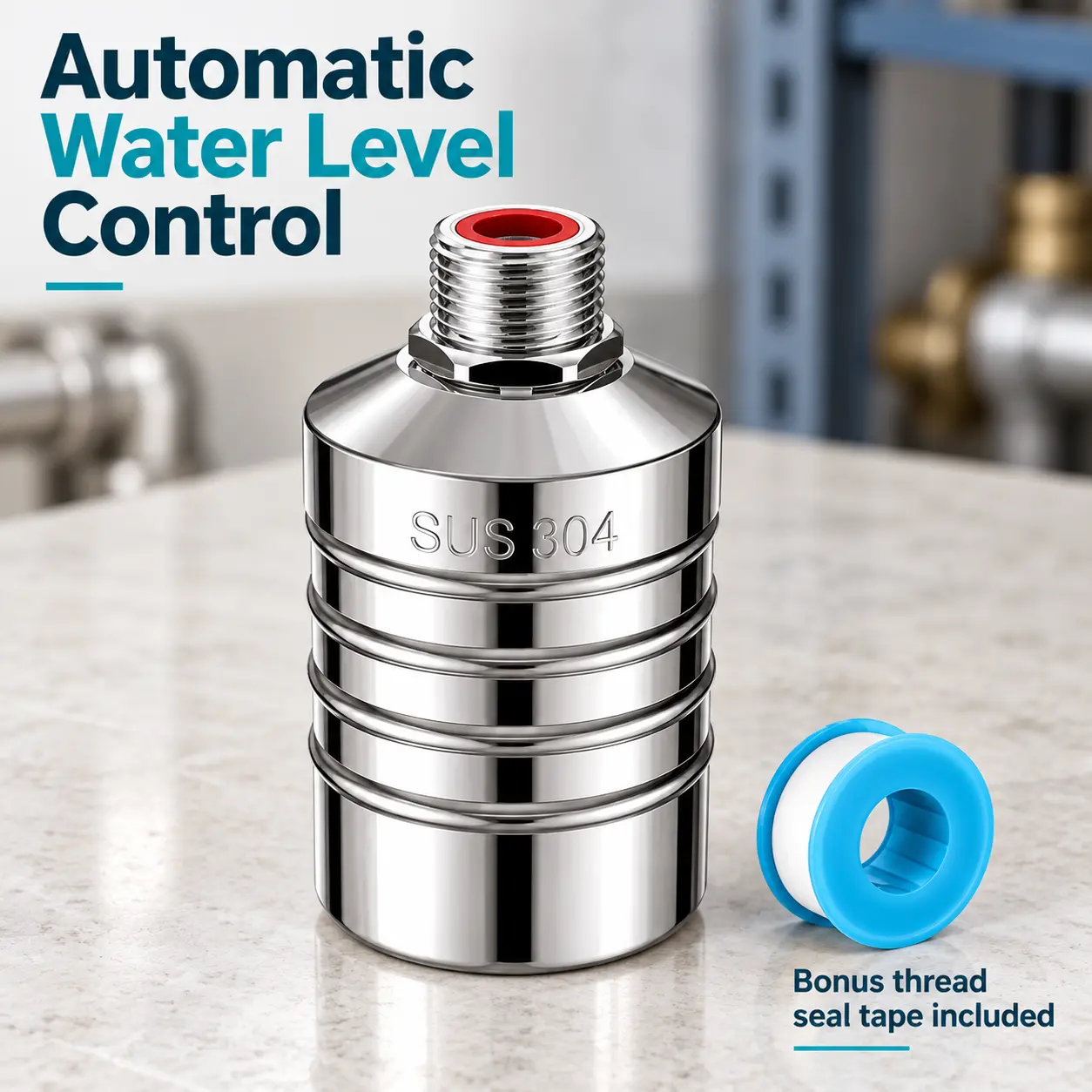 Automatic Float Valve for Water Tanks, Top Inlet Water Level Control Valve with Auto Shutoff, for Water Towers, Ponds, Pools and Livestock Troughs