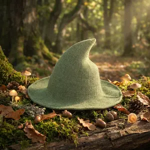 Women's Halloween Witch Hat Wool Knitted Cap - Warm Winter Beanie for Party Masquerade Cosplay Costume Accessory Perfect for Daily Wear Festive Holiday Outfit Fashionable Headwear