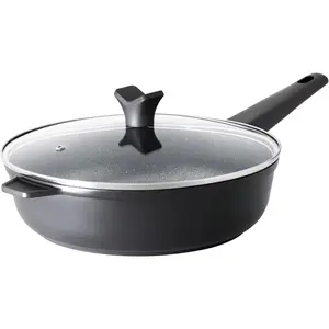 SOHO 4 Qt Nonstick Deep Frying Pan Skillet with Glass Lid, 11 Inch Large Deep Frying Pan, Non Stick Saute Pan - Stay-cool Handle, Induction Compatible, Oven & Dishwasher Safe, Black