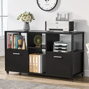 Tribesigns Mobile Large File Cabinet with 2 Drawers and Open Storage Cube