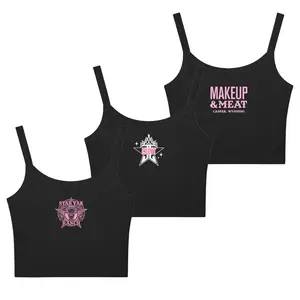 Black Cropped Tanks with Logo Design