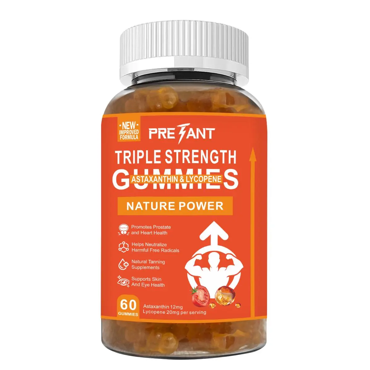 Pretant All Natural Antioxidant Vitamin Supplement Capsules - 12mg Astaxanthin, 20mg Lycopene, Vitamin C, Natural Tanning Support, Fresh Source, Capsule Format for Easy Use, Prop 65 Safe, Antioxidant Supplement, All Natural Supplement Antioxidant Dietary