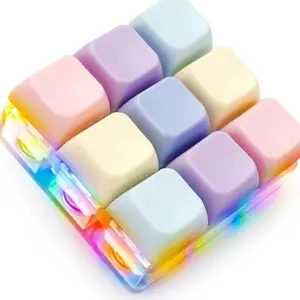 Macaron LED Light Up Fidget Keychain, Loud & Silent Clicker Keyboard Toy, Fun Keyring Gift