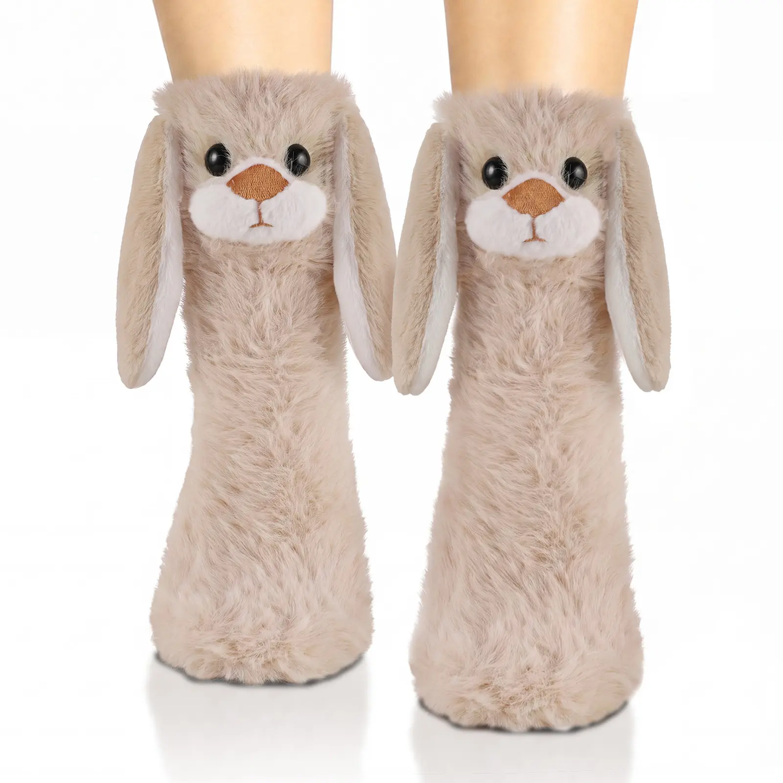 SuniSooci 3D Rabbit Fuzzy Slipper Socks for Women Teen Girls, Cozy Fluffy Animal Socks, Cute Bunny Lover Birthday Gift and Christmas Stocking Stuffers