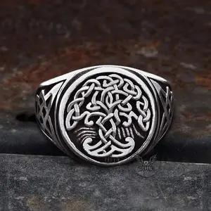 GTHIC Unisex Stainless Steel Celtics Ring Tree of Life Viking Design for Daily Wear & Birthday Gifting Bold Subculture Looks
