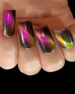 Electromagnetic - Polish Me Silly- Magnetic Multi-chrome Fuchsia Orange Gold Yellow Green Nail Polish Multi Color Shifting: Oil Slick