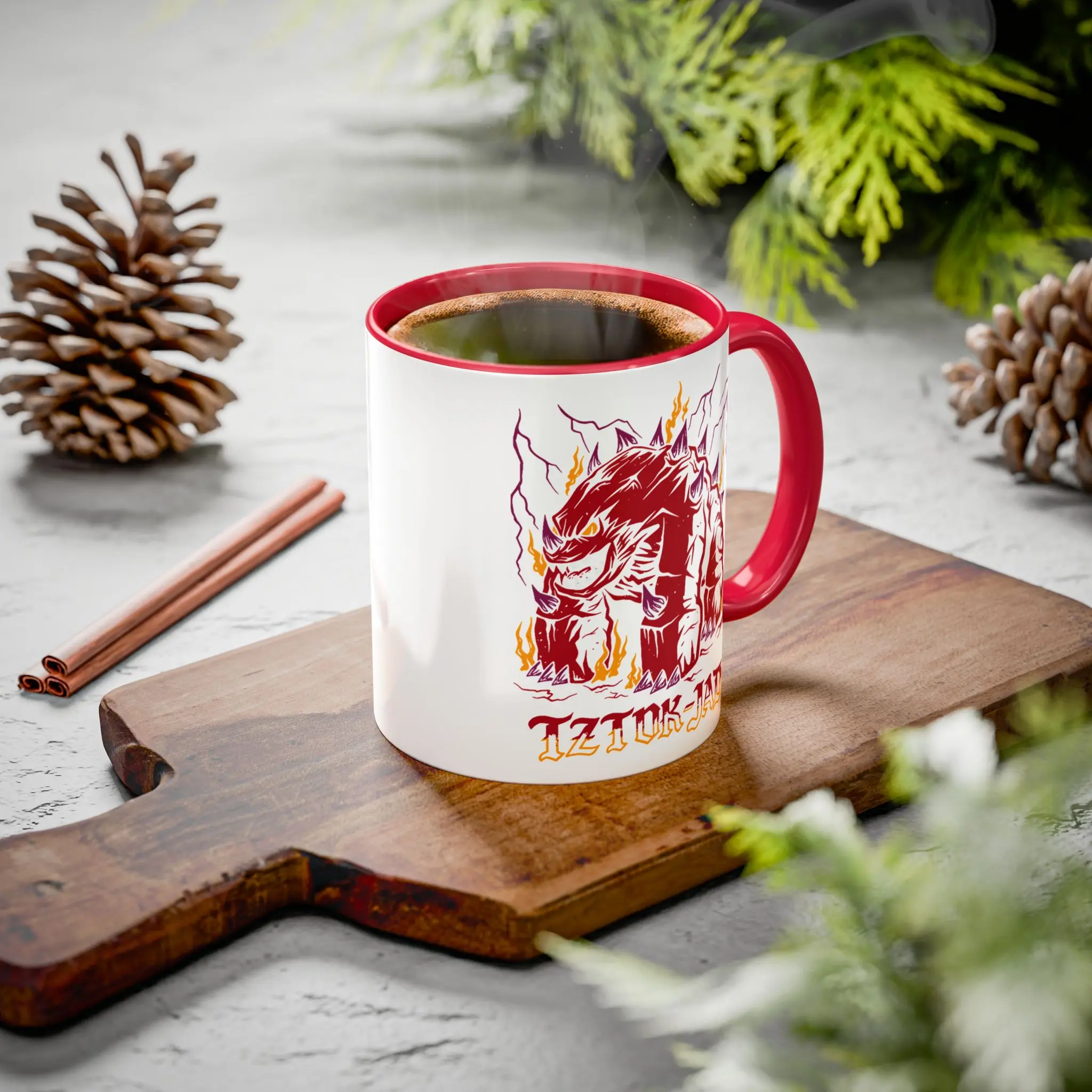 OSRS TzTok Jad Coffee Mug, RuneScape Inspired Pixel Graphic Cup, Retro RPG Gamer Coffee Mug, Unisex Gaming Gift
