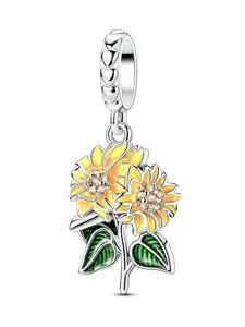 Beautiful Sunflower Pendant Decoration, Sunflower Heart Pendant, Casual Style Cute Women DIY Jewelry Beads, Bracelets and Necklaces DIY Making, Fashion Charm Gift