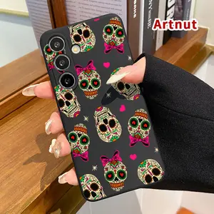 Case Compatible with Galaxy S24 Plus S25 S23 S22 Ultra S22+ Sugar Skull Symphony Liquid Silicone Camera Protection Ultra Thin Soft Phone Cover Gift for Girl