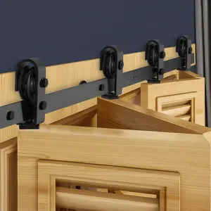 fathersdaygift VEVOR Bi-Folding Sliding Barn Door Hardware Track Kit, 52 Top Mount Track Kit, Slide Smoothly Quietly, Heavy Duty, Easy to Install, Suitable for Four 12 Closet Pantry Laundry Doors (Not Included)