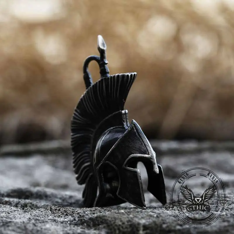 GTHIC Spartan Warrior Helmet Stainless Steel Pendant - Vintage Gothic Jewelry for Men, Courage & Strength Statement Piece, 32x51mm, Daily & Casual Wear, Daily Wear