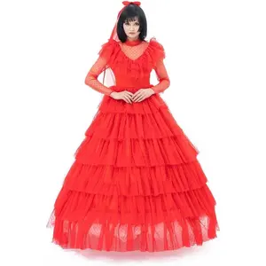 Lydia Bride Costume Plus Size Red Party Ball Gown Wedding Dress Halloween Cosplay for Women