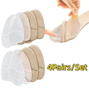 4Pairs Women's Fashion Insoles Anti-slip Invisible Design Women's Forefoot Insoles Metatarsal Pads Soft and Comfortable Heel Pads Sweat Absorbing and Breathable Super Soft Suitable for High Heels,Sandals