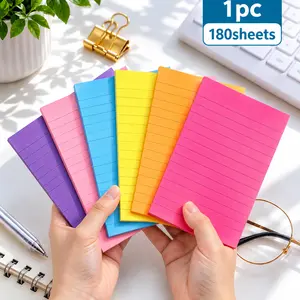 [Free Gift With Purchase] 2 Pads Aesthetic Lined Sticky Notes (1 Large + 1 Small Combo, 100 Sheets Total) Colorful Memo Pads