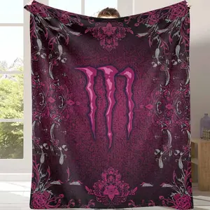 Gothic Monster Claw Flannel Blanket Floral Baroque Print Design Soft Warm Durable Cozy Texture Perfect for Bedroom Living Room Sofa Halloween Party Home Decor Gift Use tiktokshopspringglowup