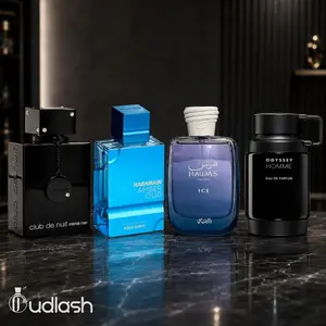 Oudlash Bundle | Armaf Club De Nuit Intense Man + Armaf Odyssey Homme + Amber Oud Aqua Dubai + Rasasi Hawas Ice | Men's Fragrance | 100 ML 3.4 OZ | Eau De Parfum | Citrus - Sweet & Spicy