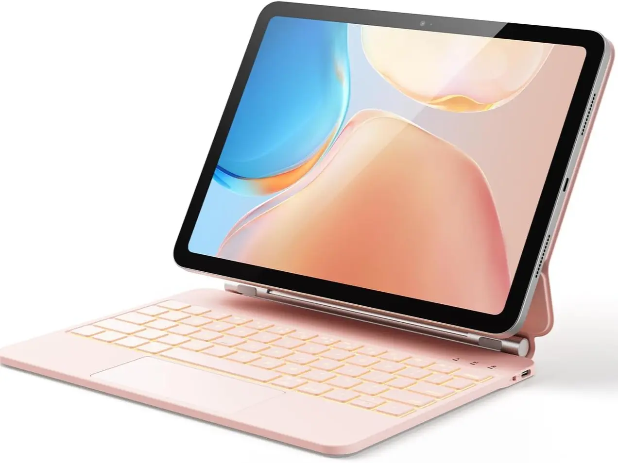 【CHESONA】Magic-Style Keyboard Case for iPad Air 13 Inch (M4 2026/M3 2025/M2 2024), iPad 11th(A16 2025)/10th(2022), iPad Pro 13 (M5 2025/M4 2024),Multi-Touch Trackpad with 7 Color Backlit, Floating Cantilever Stand Wireless Keyboard，pink-1