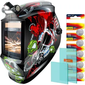 Welding Helmet Auto Darkening with LED Light Large View Solar Powered True Color Welding Hood 4 Arc Sensor Wide Shade 4/5-9/9-13 Welding Mask for TIG MIG Arc Weld Grinding (TRQWH-LE01)