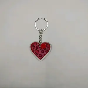 Red & Pink Acrylic Heart Keychain - Simple Design, Ideal for Everyday Use