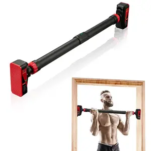 Adjustable Doorway Pull Up Bar - No Screws Required - Integrated Level Meter - Secure Lock Mechanism - 440 lbs Weight Limit - Chin Up Bar for Home Gym & Upper Body Fitness