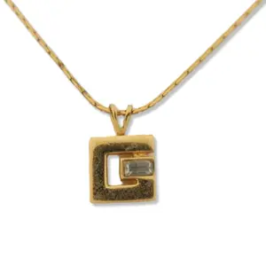Pre-owned Givenchy "G" Necklace with Rhinestone GIV1009