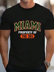 100% Cotton 305 Miami Vibes Urban Style Miami Beach Graphic Design T-Shirt Women's Men's Graphic Tee Crew Neck summer vacation Tops