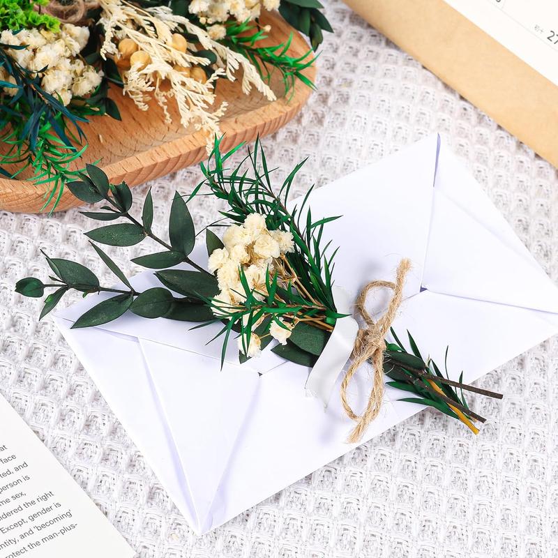 10 Pack Green Dried Flower Bouquets with Eucalyptus Stems for Vase, DIY, Farmhouse Decor, Wedding Crafts, and Home Party