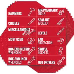 Toolbox Organization Magnetic Labels - 90 Large, Tool Chest Organizer Labels with Strong Magnets & Easy to Read Printing - Fits All Brands of Steel Tool Box Drawers (Red 3.5 x 1.0 Inches)