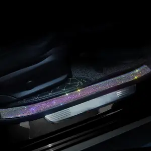 Car Door Sill Protector with Bling Rhinestones 2PCS Car Door Edge Guard Door Sill Scuff Cover Protectors Anti-Scratch Strip Sticker Car Door Bumper Protector 1.96"x 23.62" (Colorful)