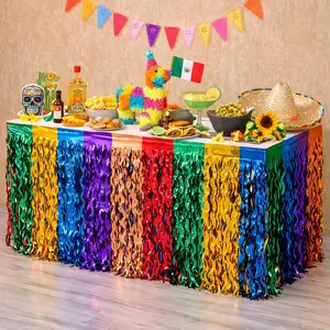 Cinco De Mayo Decorations - 2 Pack Table Skirts for Fiesta Party Decorations | Taco Table Decor Mexican Theme Birthday Accessories Favors for Back to School Supplies
