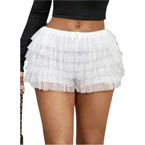 Women's Plus Size Y2k Lace Ruffle Bloomers Mini Shorts Sweet Layered Party Pumpkin Bottoms