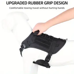 Tactical Dog Harness, Medium Tactical Dog Carrier, Anti-Pulling Dog Carrier with Poop Bag, Field Training Dog Vest, Military Heavy Duty Medium Dog Carrier for Hiking Training