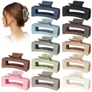 PLL 12 Pack 3.5" Medium Hair Claw Clips for Women Girls Thick Thin Hair, Strong Hold Matte Square Hair Clips