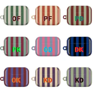 Personalized Vertical Striped Initial Name AirPods Case, Custom Monogram Wireless Headphone Cover for AirPods 4 Airpods 3 AirPods 1st Gen 2nd Gen Airpods Pro 2 AirPods Pro Gen 3