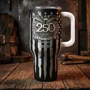 USA 250th Anniversary Gift For Him, Personalized 40oz Tumbler With Straw, Custom Name America 250 Drinkware Unique Gift for Patriotic Americans