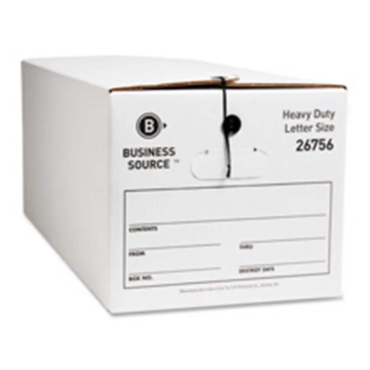 Business Source 212 MAIN Heavy-Duty Corrugated Letter Size Storage Organiser Box, 65% Recycled Material, 700 lb Capacity, Secure-Close Button Closure, 12-Count White-Black Durable Recycled Paper Automotive & Motorcycle Accessory Case