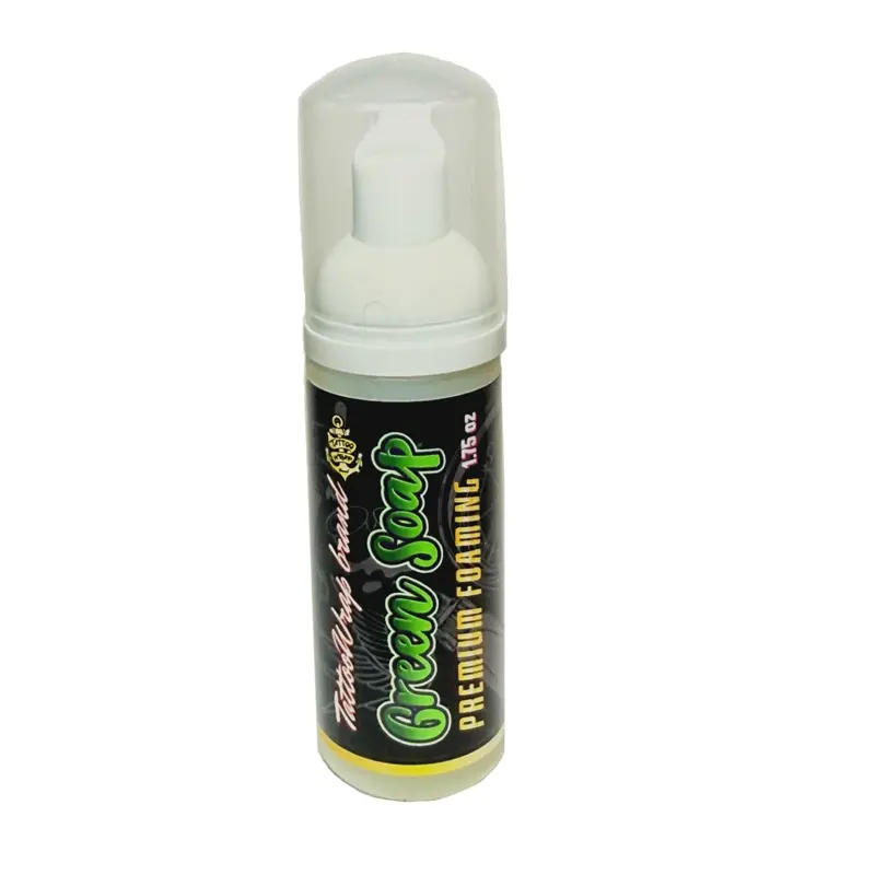 Foaming travel size Tattoo Green soap, cleansing formula