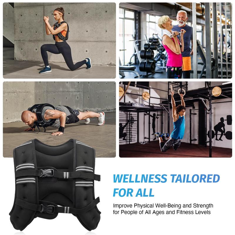 Adjustable Weighted Vest (6/8/12/16/20/25/30 lb) — Reflective Running Stripe · Breathable Snug Fit for Men & Women | Strength Training · Running · Walking · HIIT